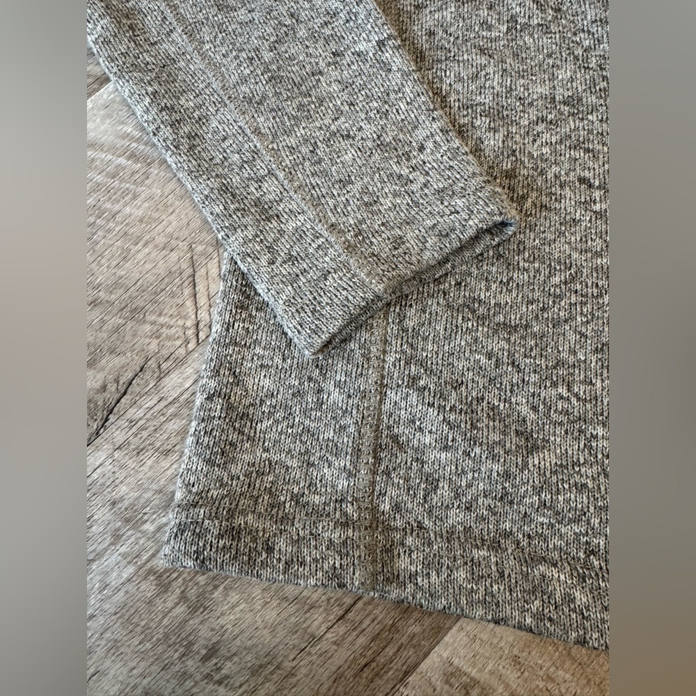Eddie Bauer grey quarter zip sweater, stitched branding, like new - Picture 2 of 9